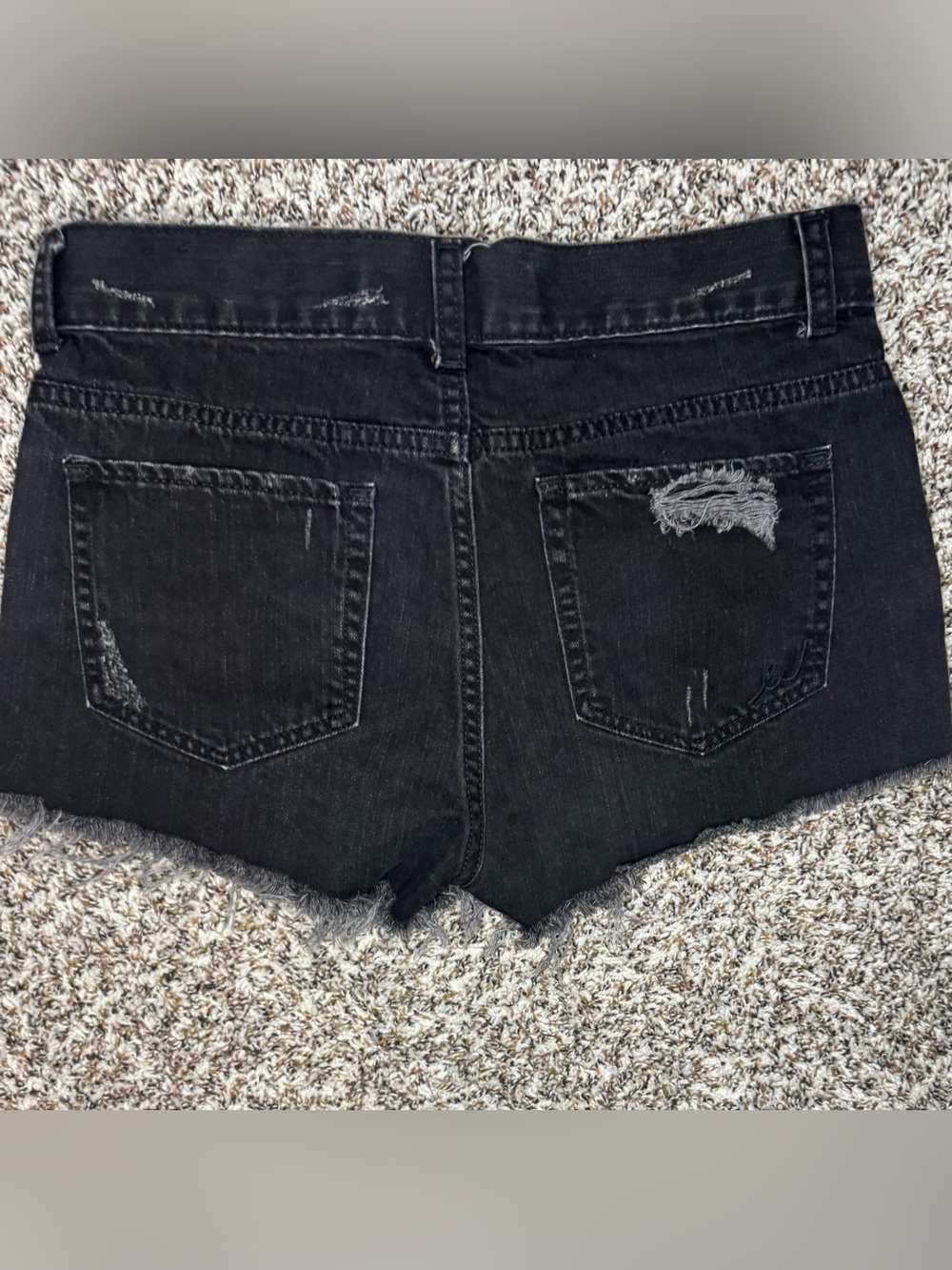 Express Jeans Black Distressed Denim Shorts Women’s Raw Hem Festival Y2K Grunge - Picture 5 of 8